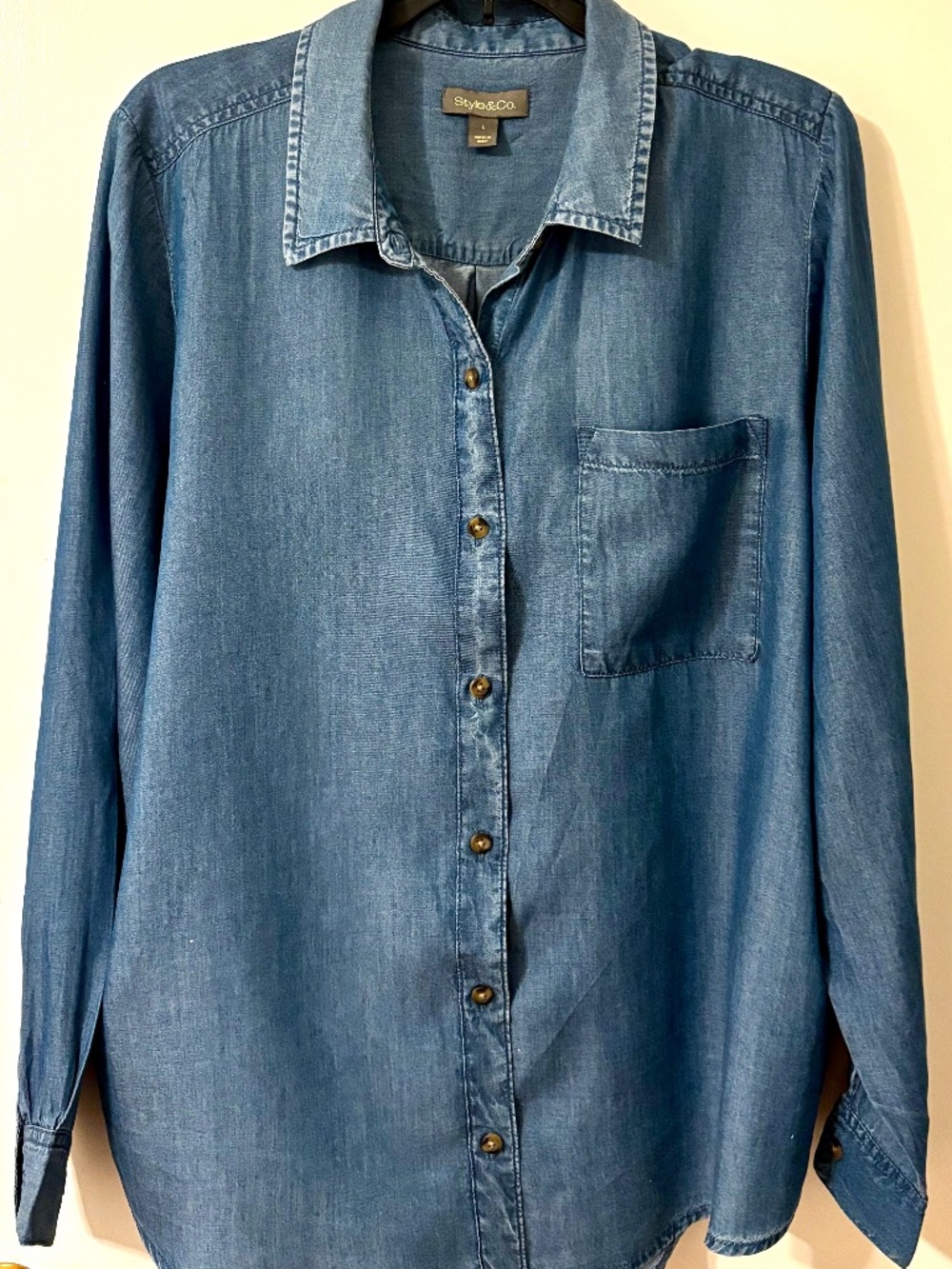 Women's Chambray Relaxed Button Down Shirt